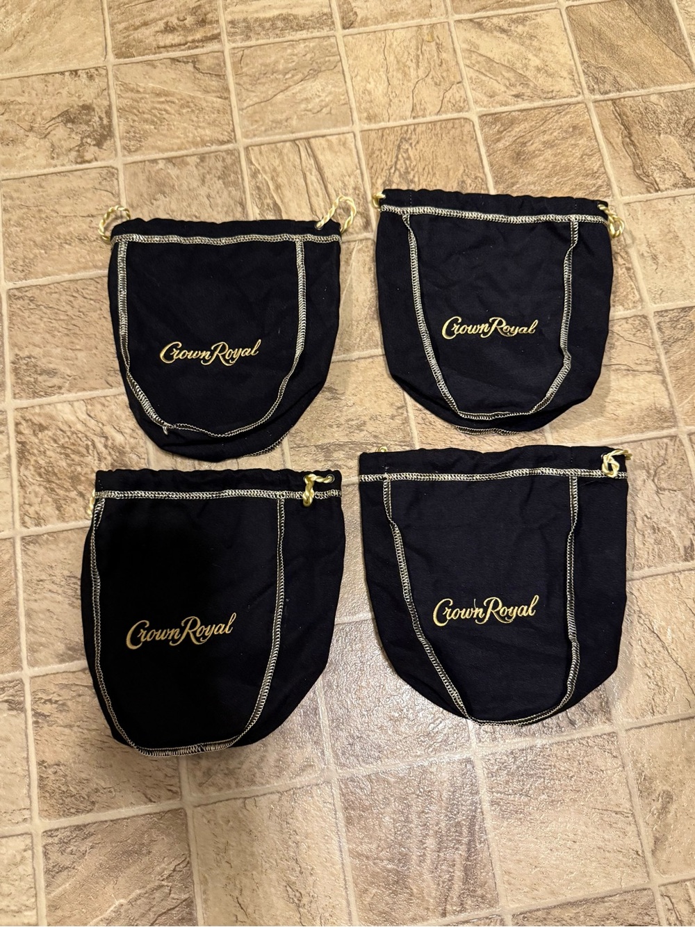 Crown Royal Velvet Drawstring Bags - Black and Gold (Set of 4)